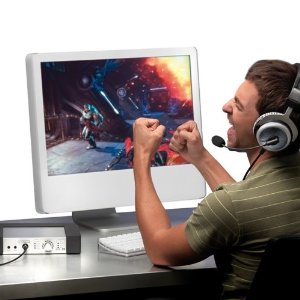 Look at this douche-nugget. So many things wrong with this picture. Hands not on keyboard, iMac gaming. No 5.1 surround sound plebeian fool. 